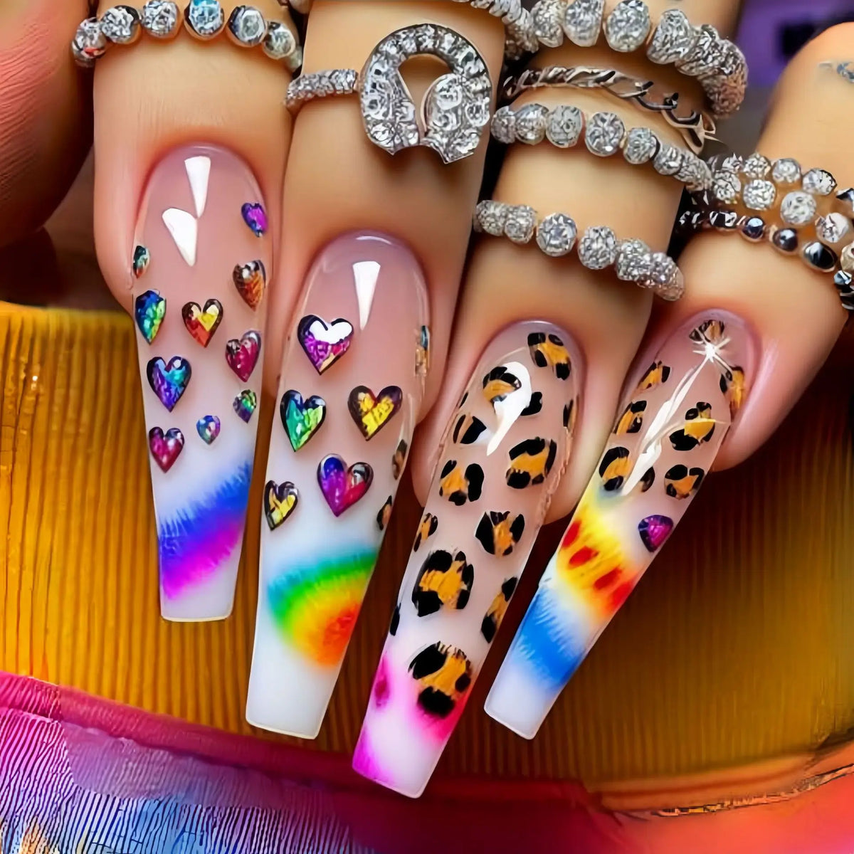 Y2K Colorful Print Press On Nails