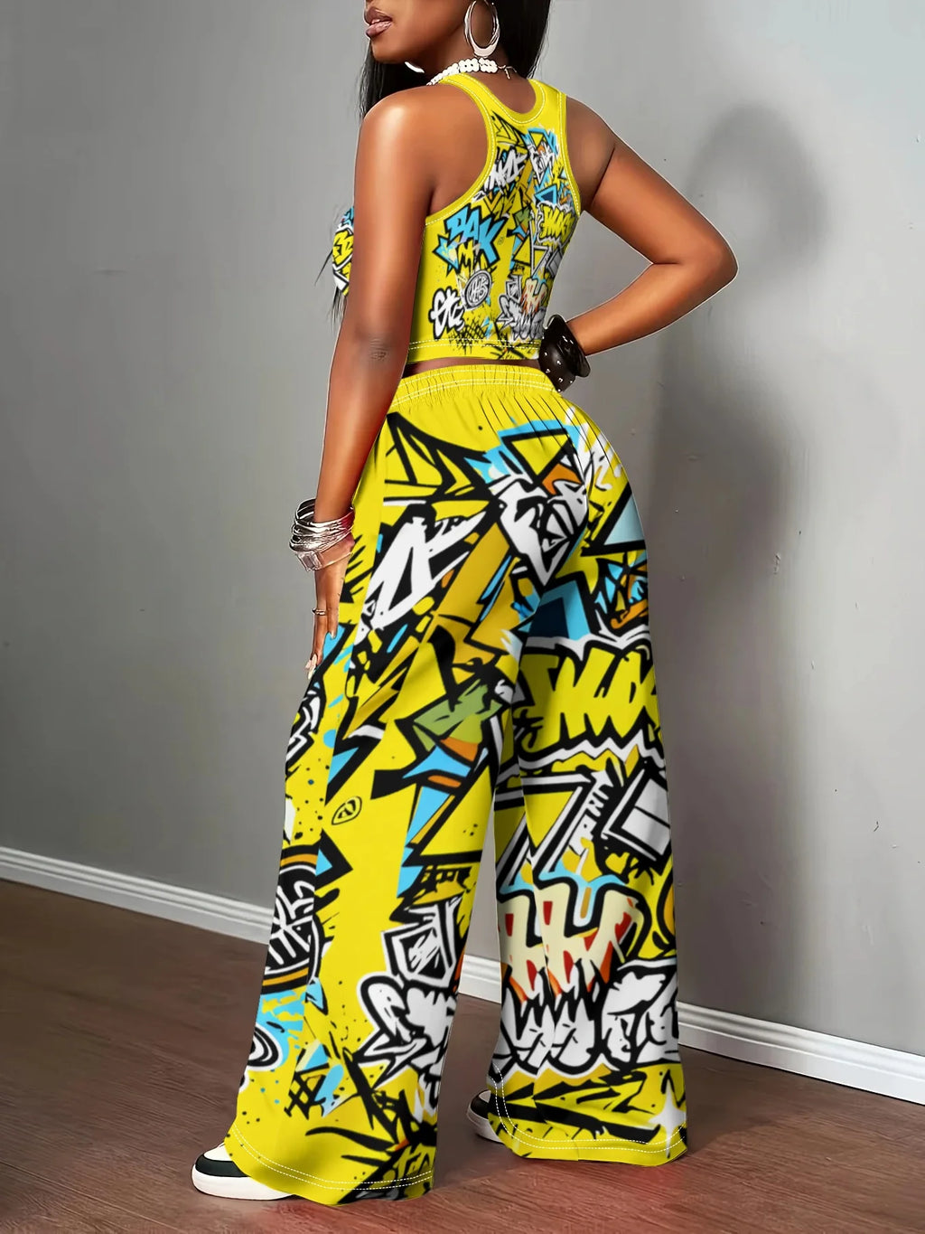 Y2K Graffiti Print Pants