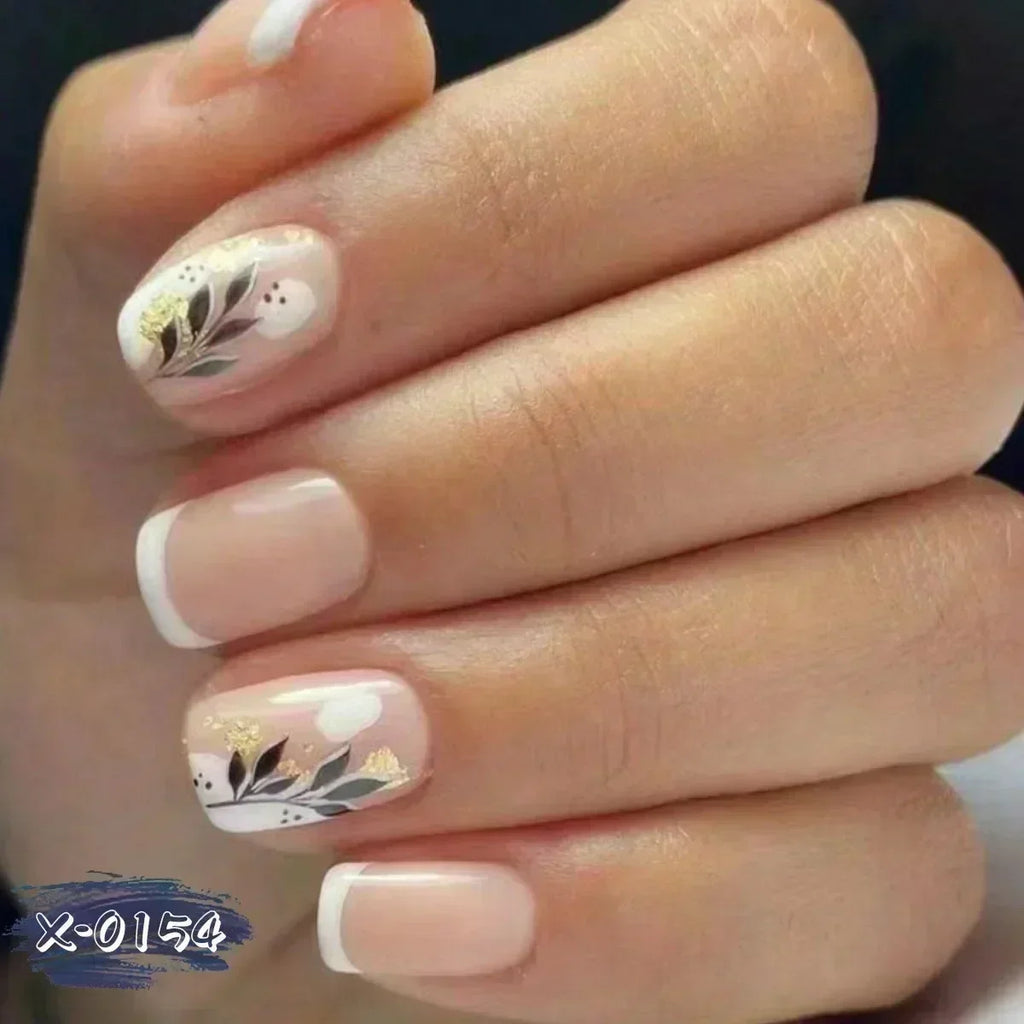 24Pc Short Square Coffin Acrylic Nails Set