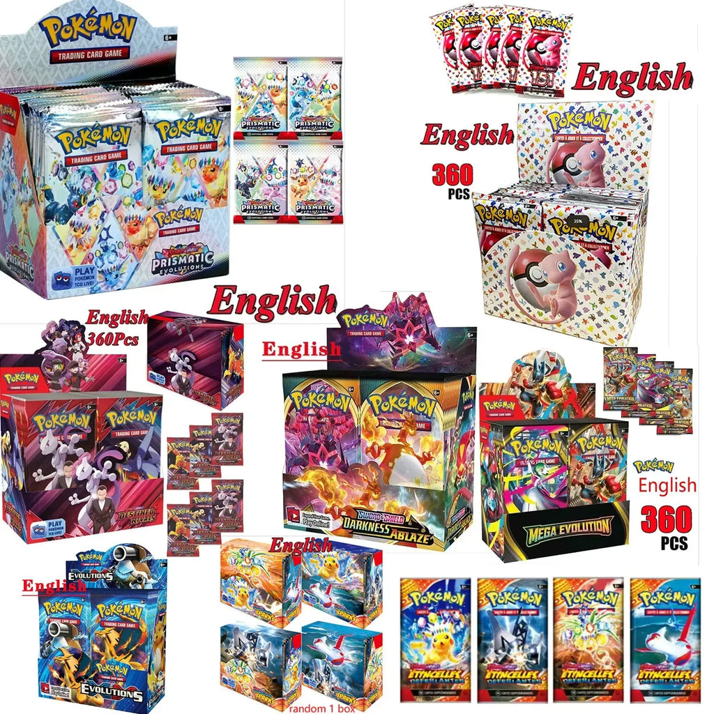360pcs English Pokemon Cards Trade Game Cards
