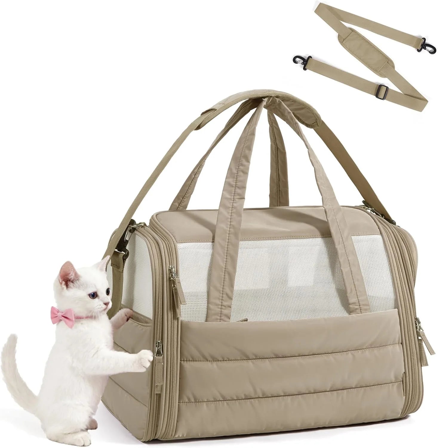 Soft Sided Pet Carrier Bag Foldable Breathable Cat Dog Travel Bag