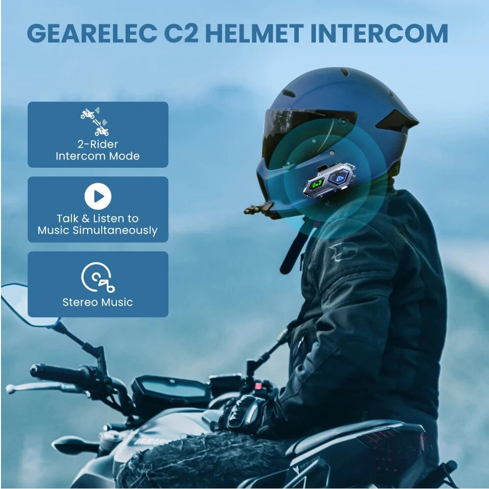 1/2x C10Pro Motorcycle Helmet Intercom Headset Bluetooth