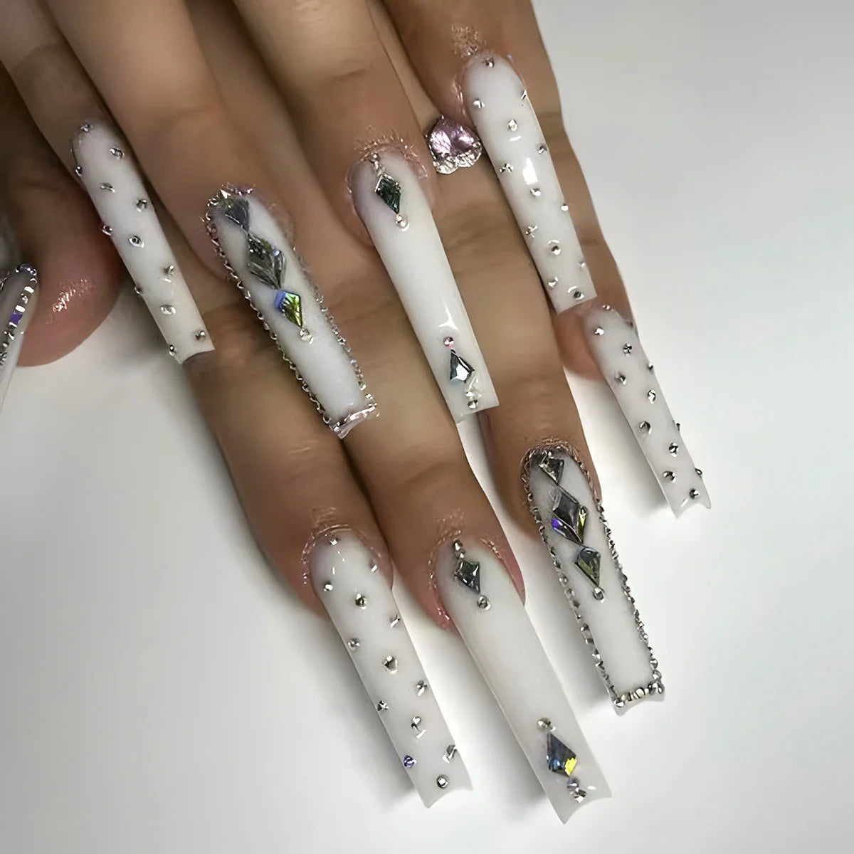 24Pcs Long Square Head Press on Nails