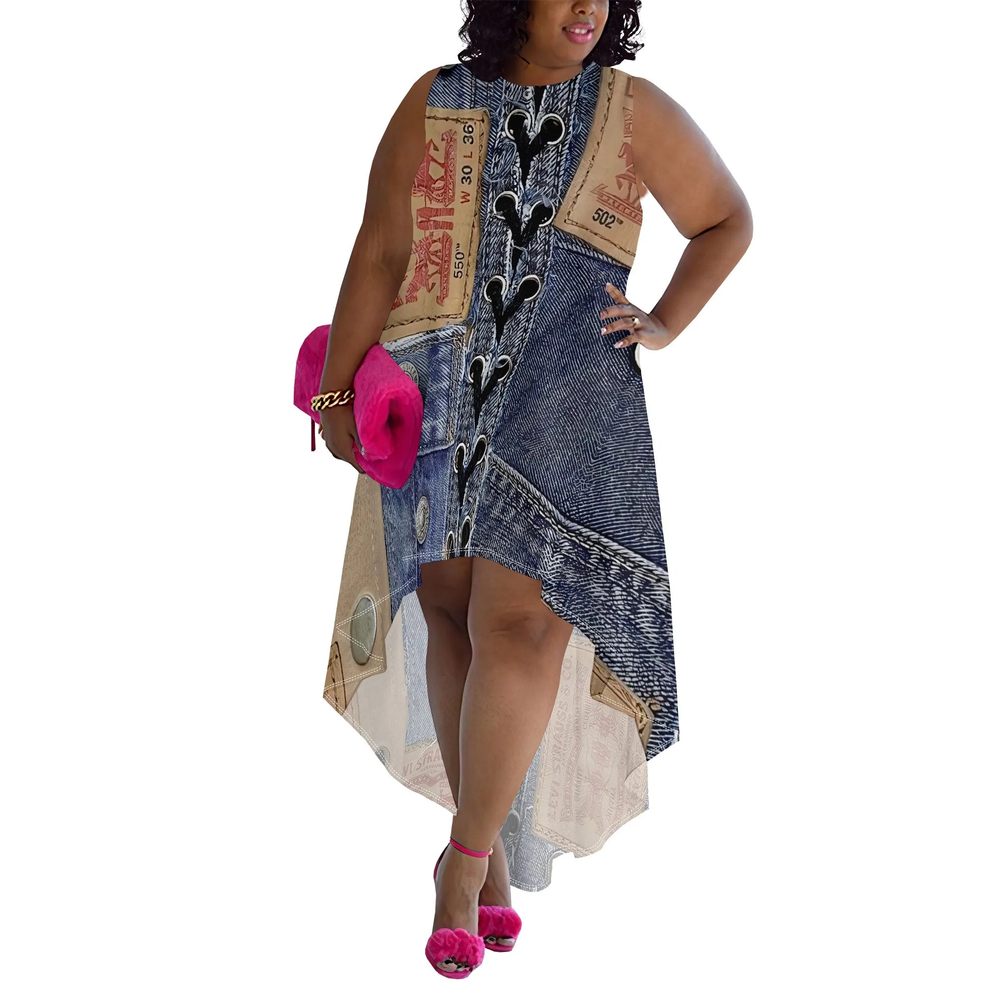 Plus Size Asymmetrical Dress