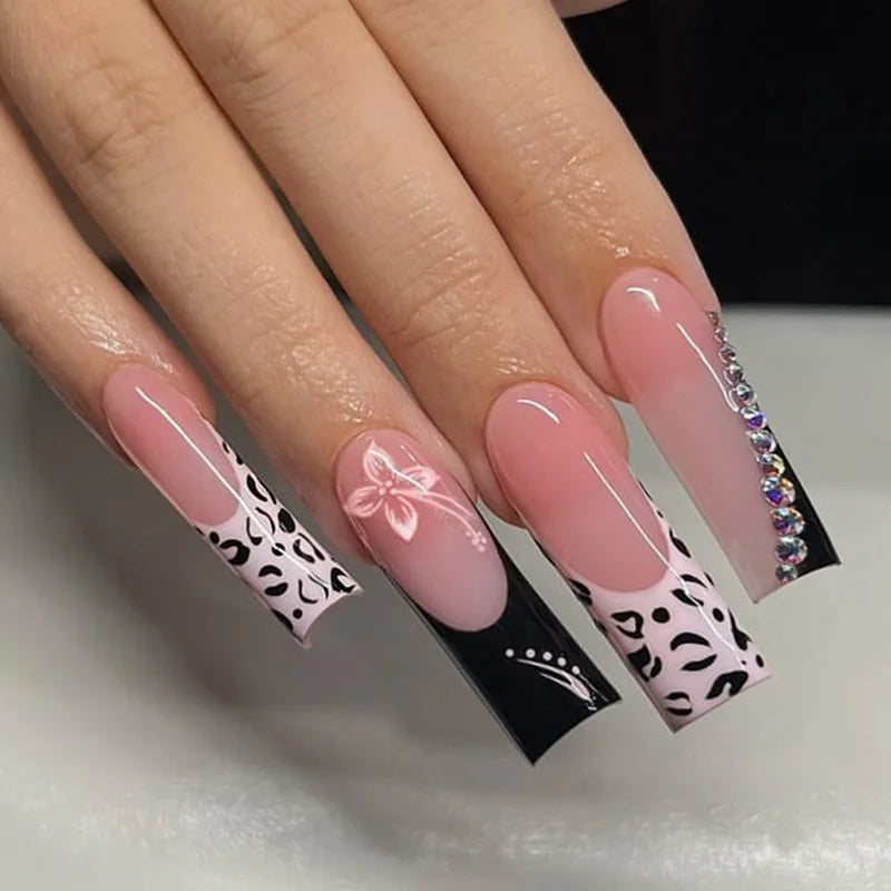 24Pcs Long Square Press on Nails