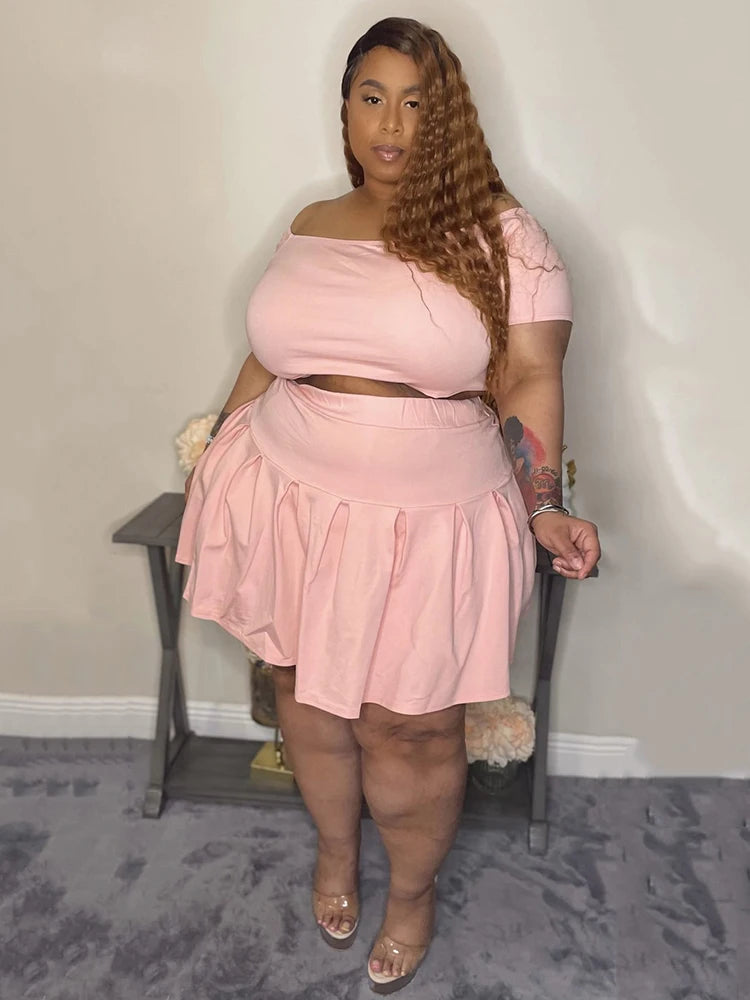 Crop Top and Pleated Skirt Set