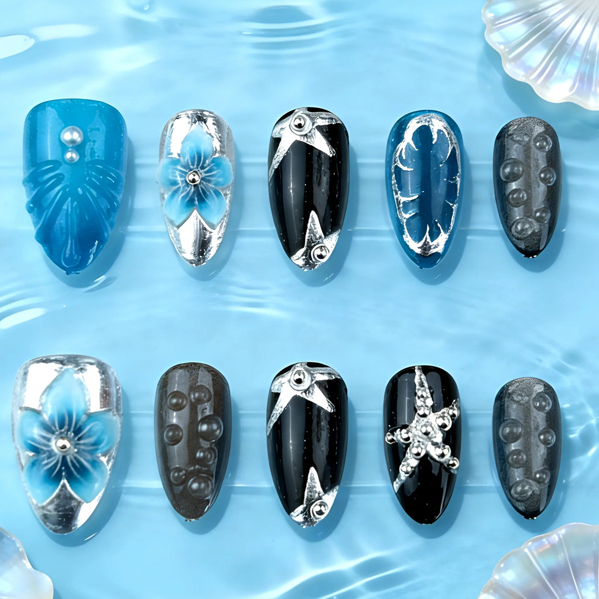 24Pcs Mid-length Gilded Almond Nails Set Press on Nails