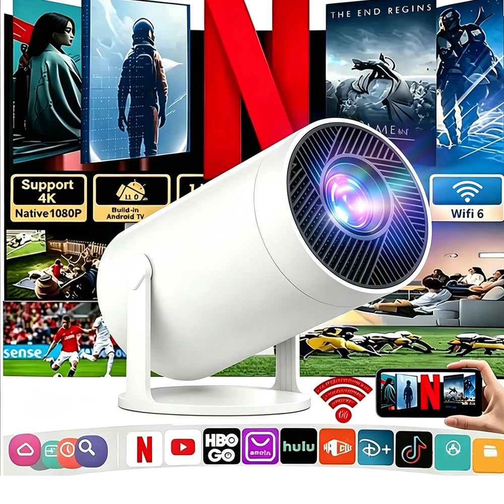 MAOHUTER Projector Z10 Pro 300ANSI 4K Decoding 720P Native Android 13WIFI6 BT5.0 180° Degree Rotation Home Cinema Projector