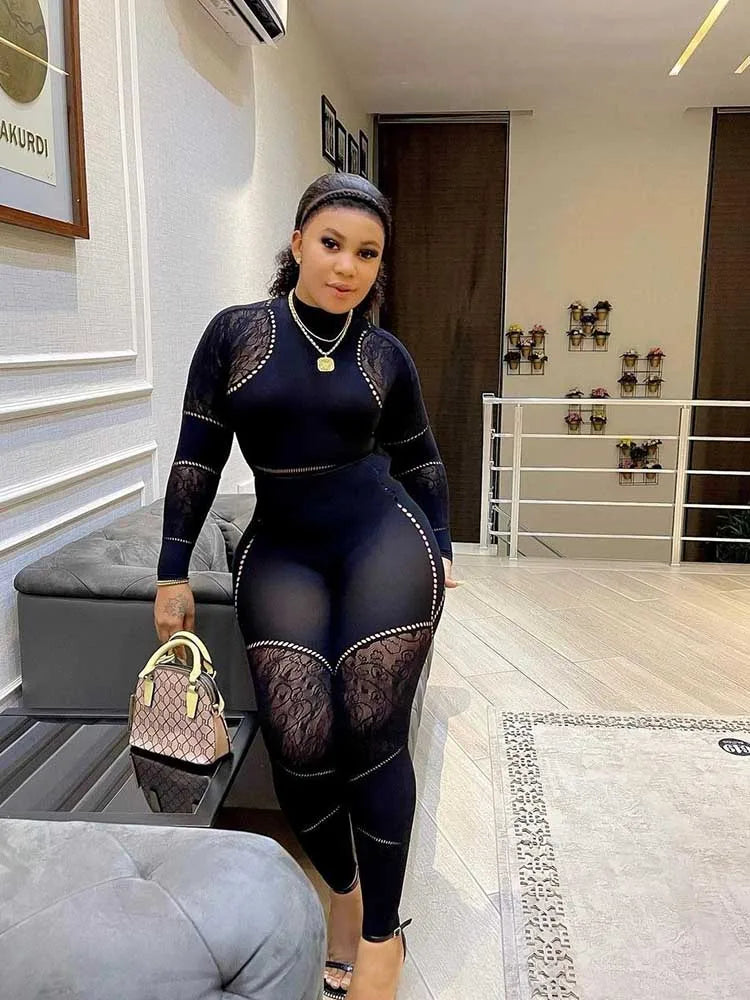 Long Sleeve One Piece Corset Waist Jumpsuit