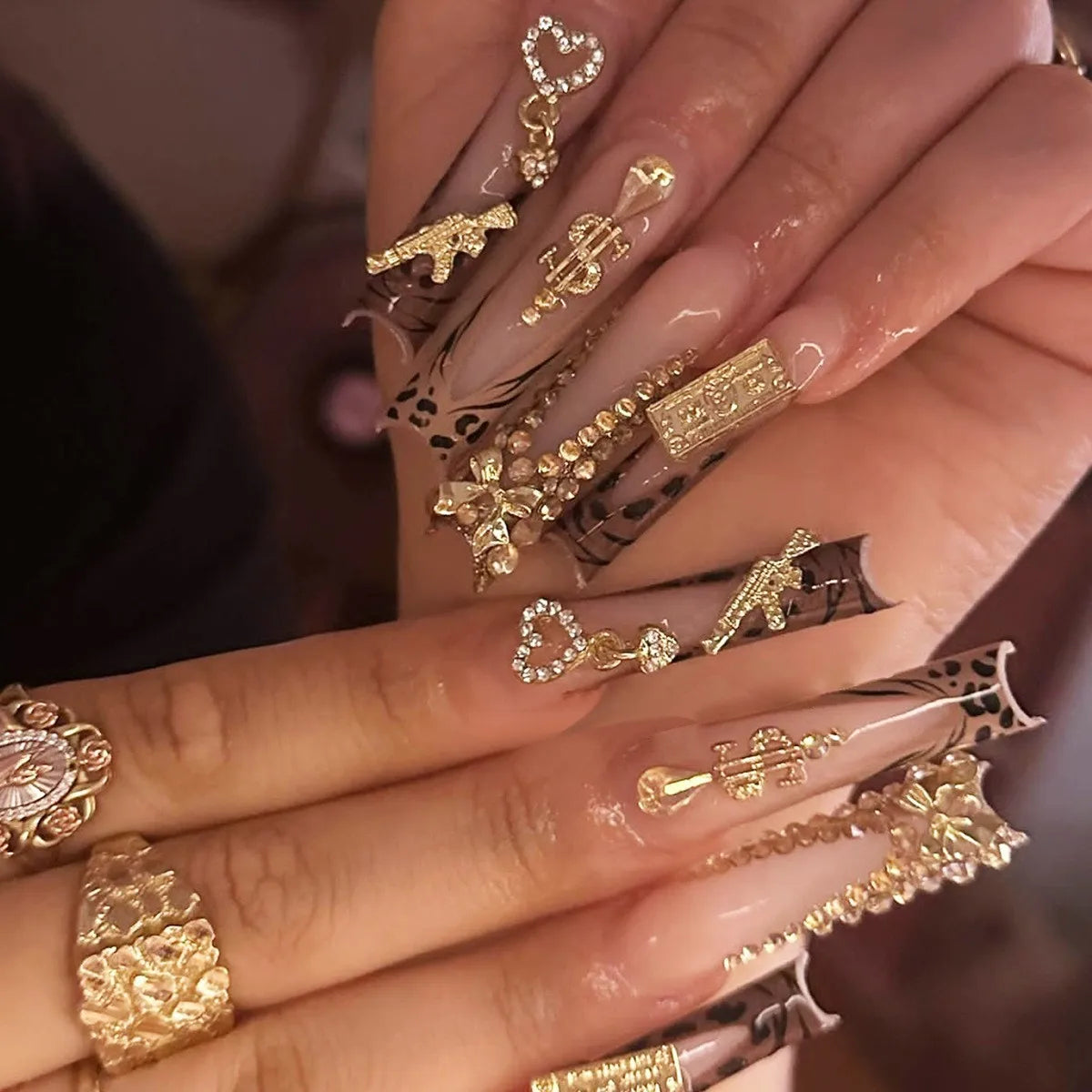 24Pcs Long Square Press on Nails