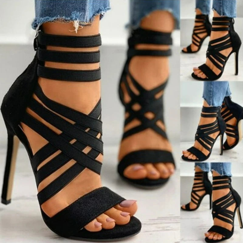 Elastic Band Cross High Heel