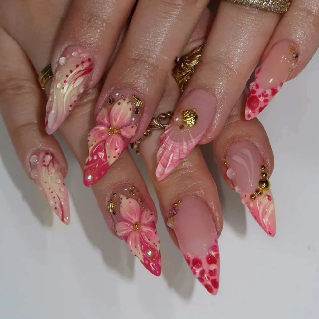 24pcs French Almond Press on Nails