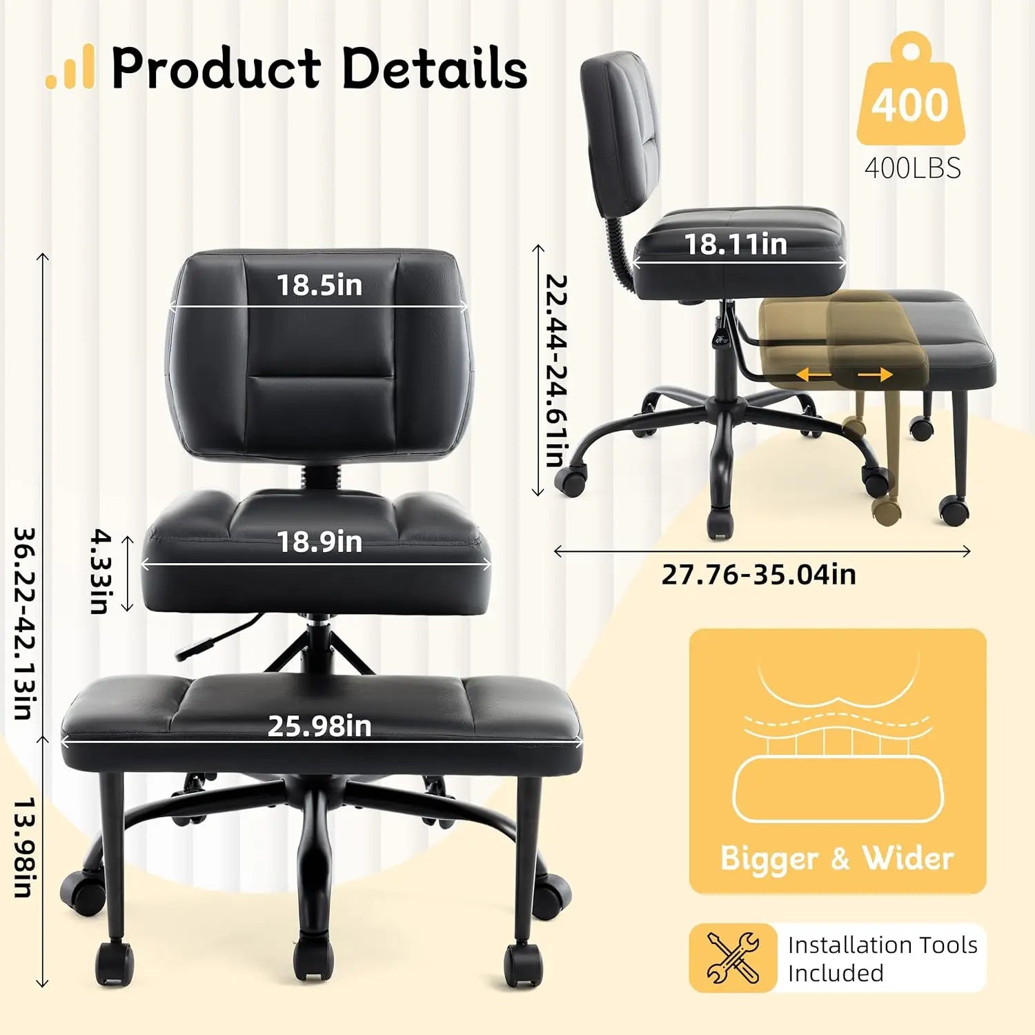 Ergonomic Cross Legged Desk Chair