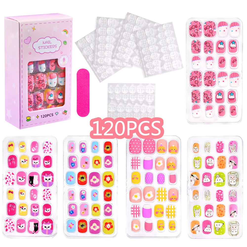 24pcs/box Kids False Press On Nails