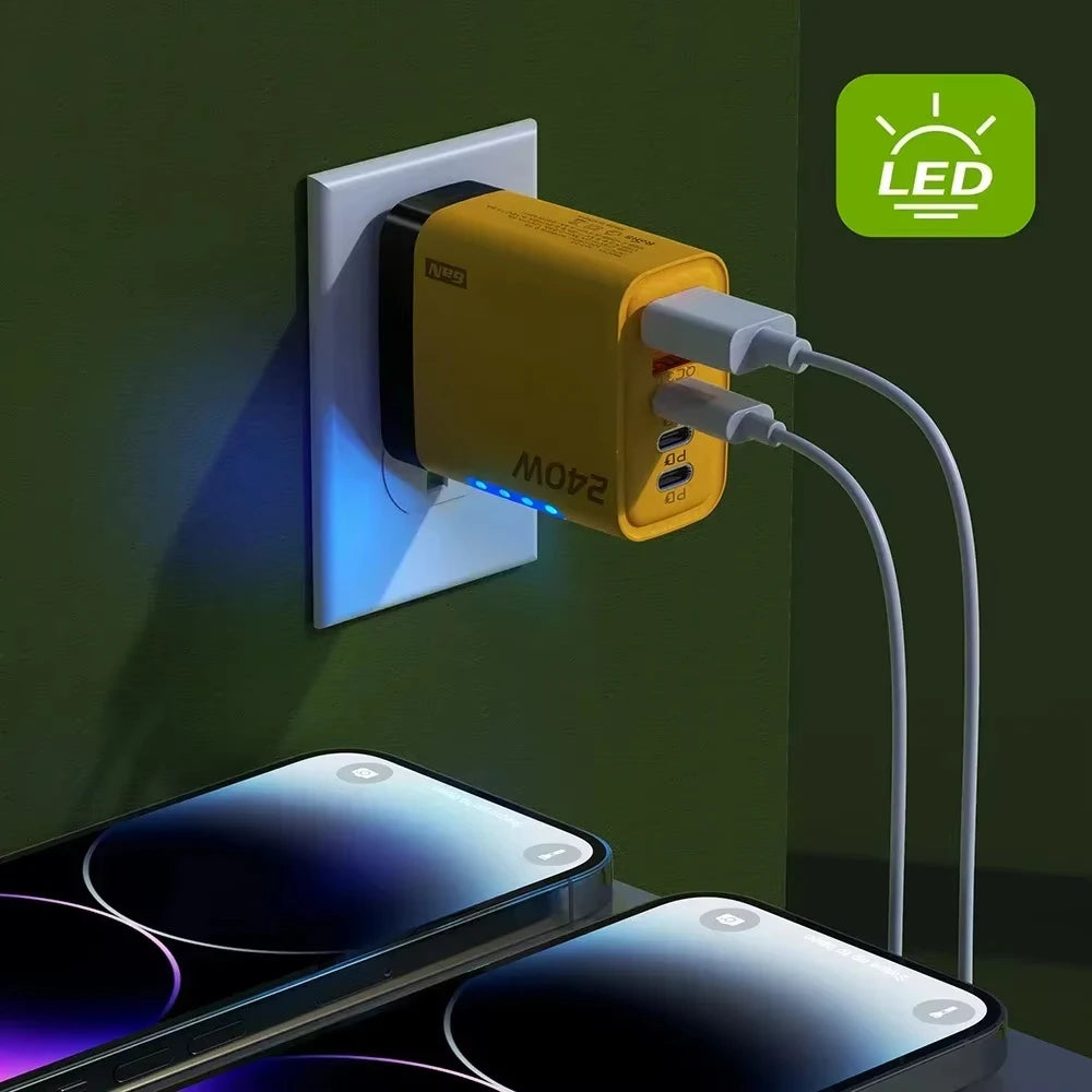 5 in 1 240W GaN Fast Charger With LED Light