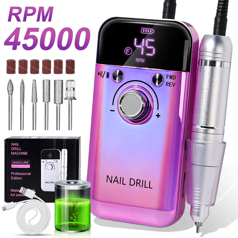 45000RPM Rechargeable Electric Nail Drill Machine