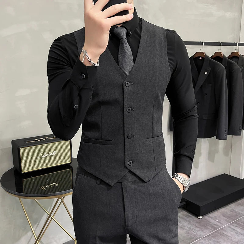 Solid Color Elastic Men's Casual Business Vest