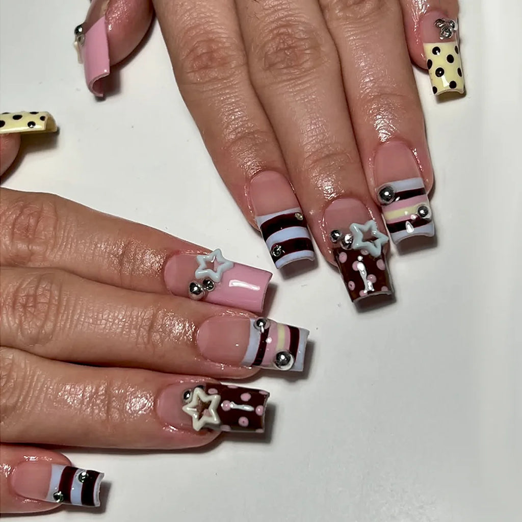 24PCS Medium Square Press on Nails