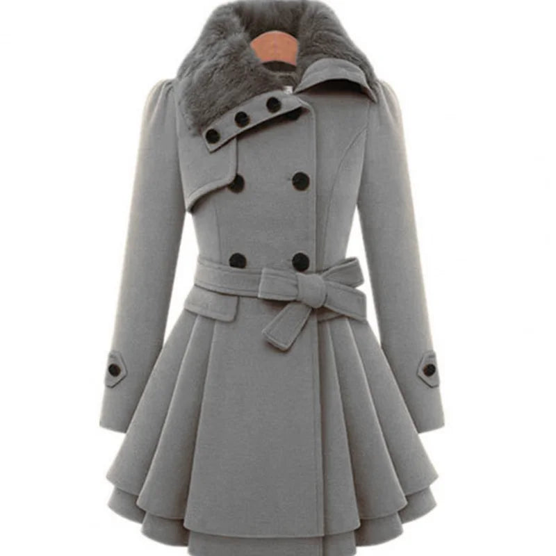Warm Plush Thick Double Breasted Slim Lapel Coat