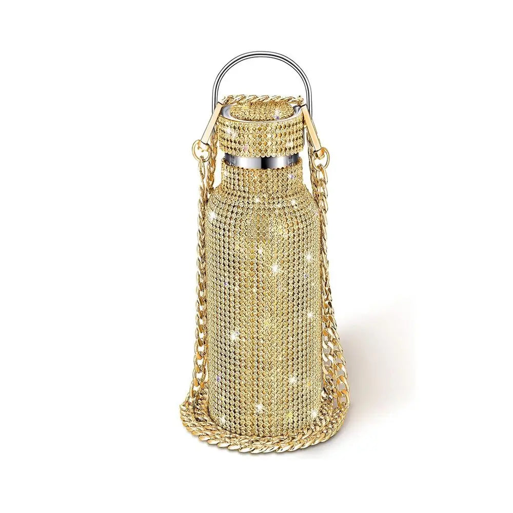 Thermal Rhinestone Water Bottle Stainless Steel Refillable Glitter Tumbler