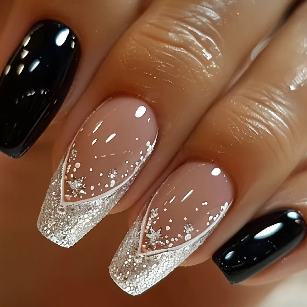 24Pc Short Square Coffin Acrylic Nails Set