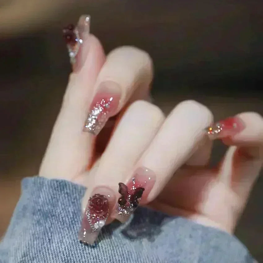 24Pcs French Gradient Ballet Press on Nails