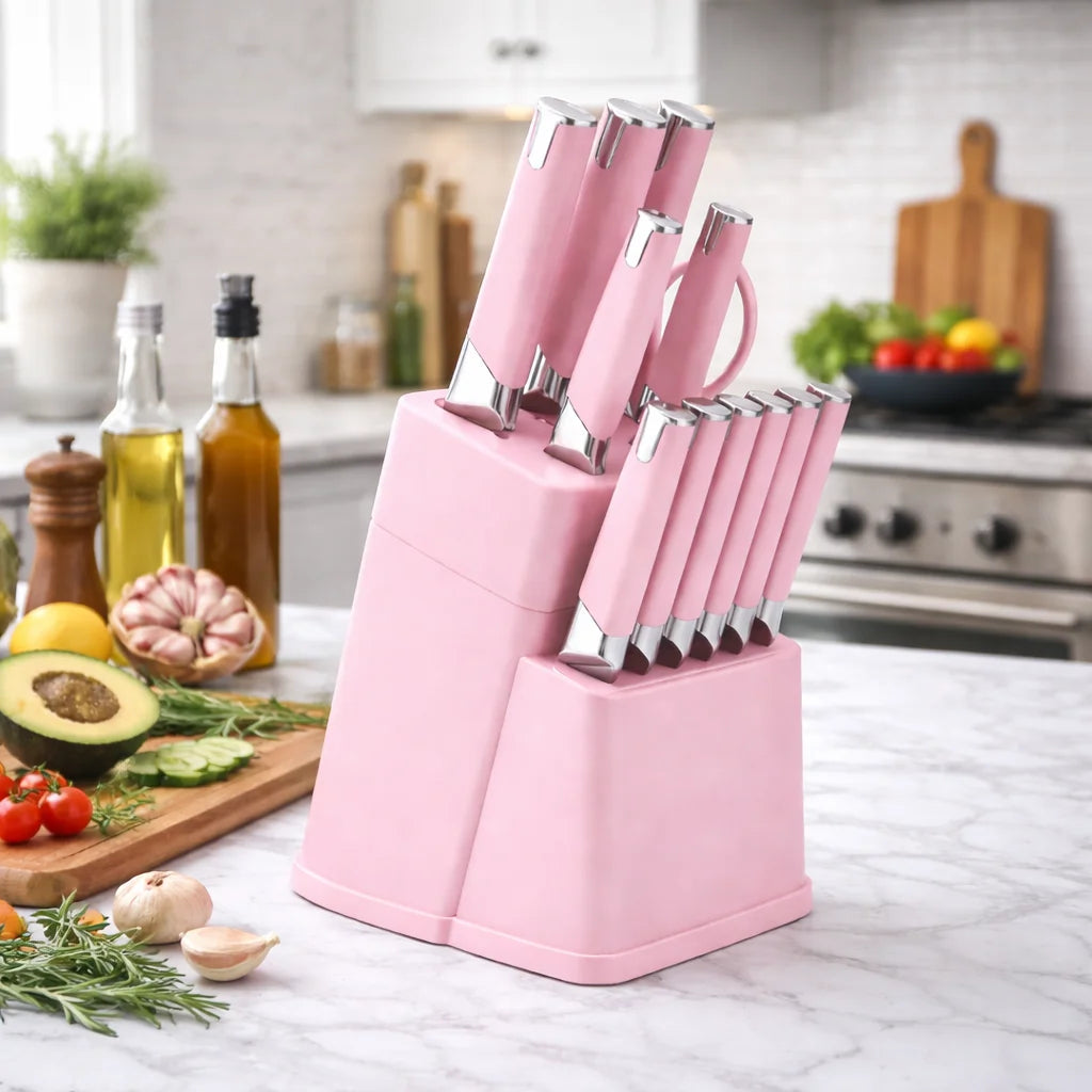 13Pc Professional Kitchen Knife Block Set with 6 Steak Knives