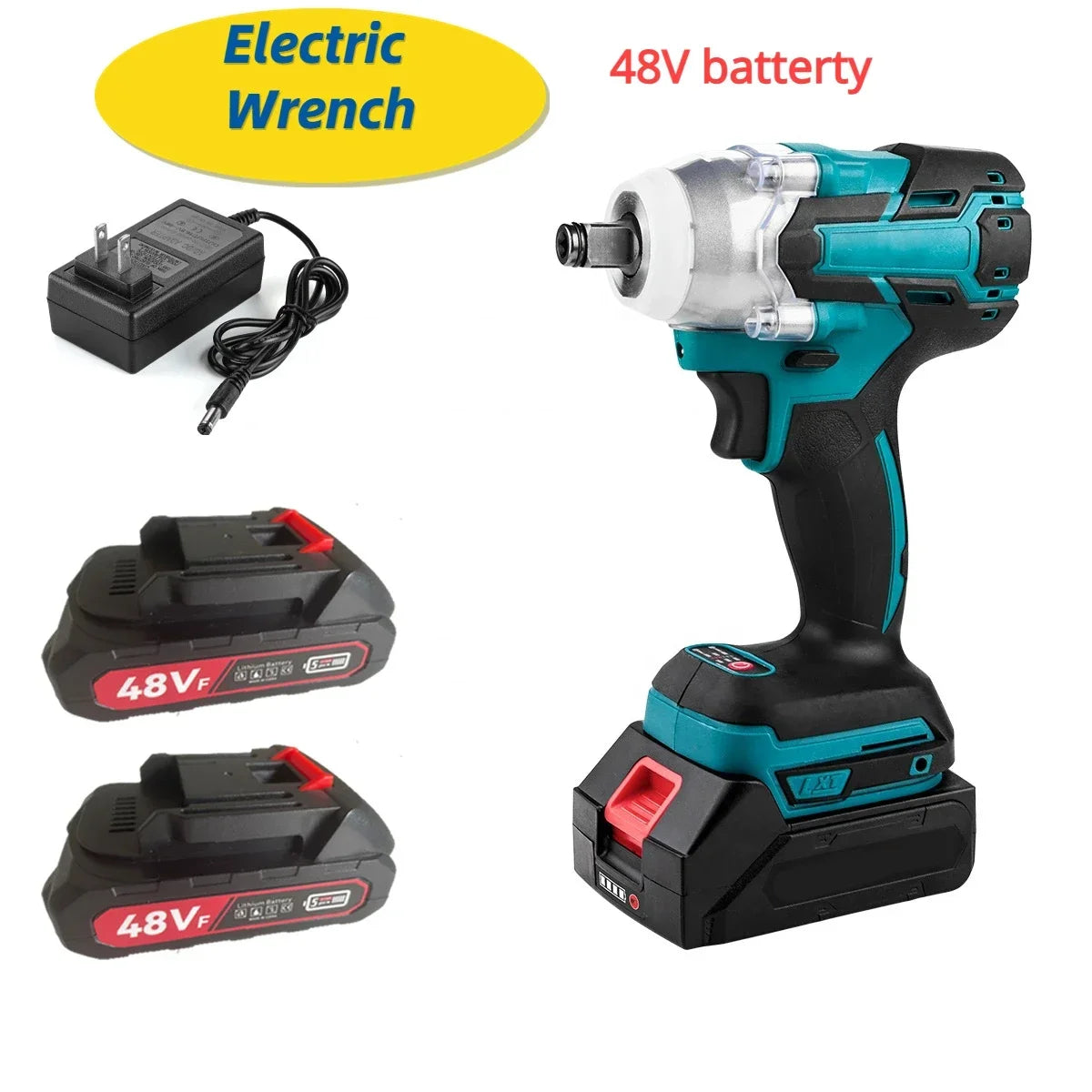 48VF 21V 18V Electric Impact Wrench 1/2Inch Power Tools 2 In 1 Brushless Cordless Wrench