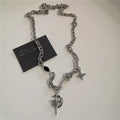Punk Rock Goth Black Heart Cross Pendant Chain Necklace