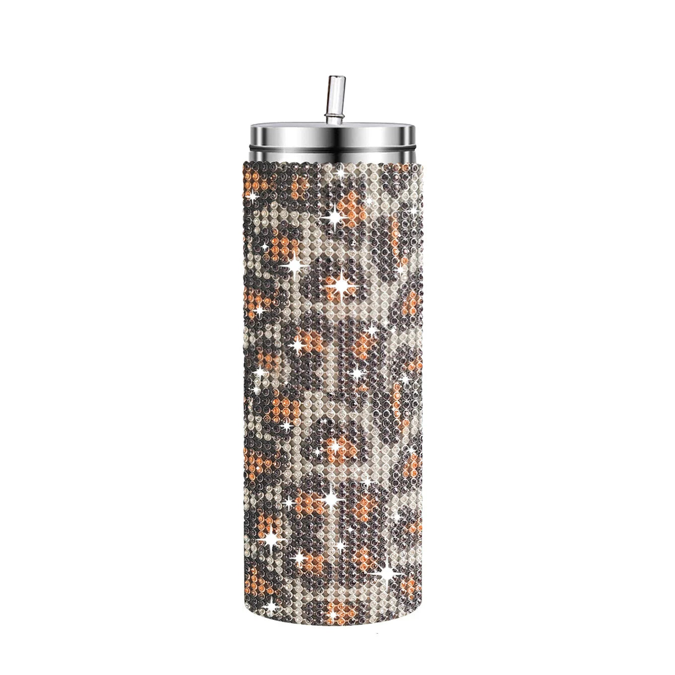 Diamond Stainless Steel Tumbler with Straw