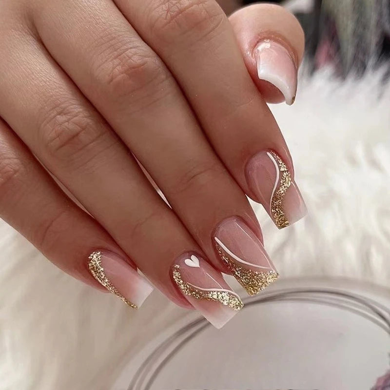 24Pc Short Square Coffin Acrylic Nails Set