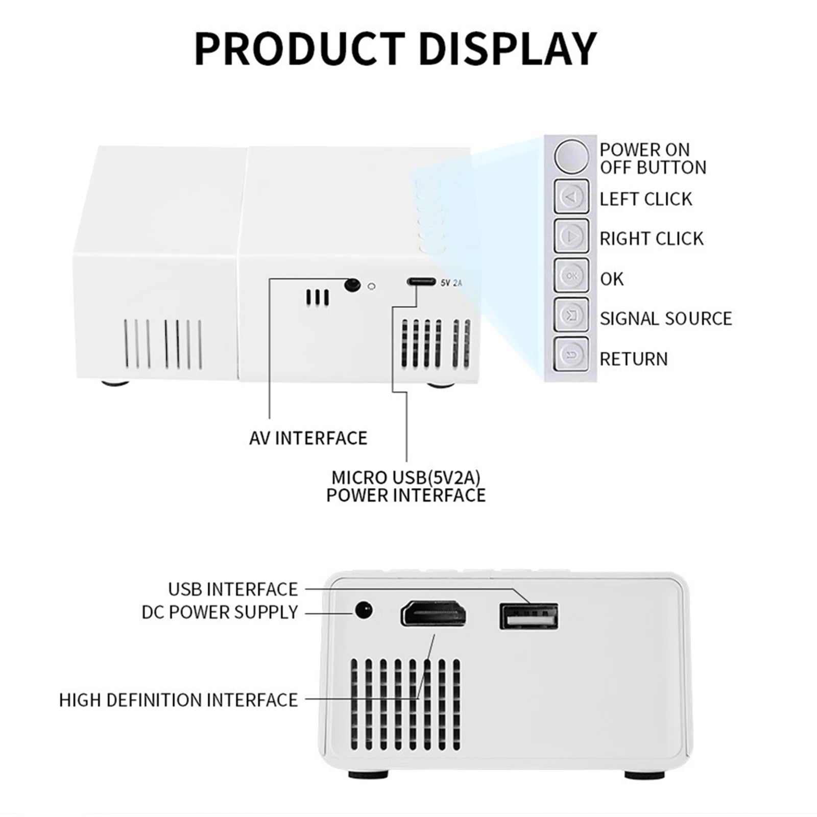 240P LED Mini Projector with Remote  Smartphone for Home Theater