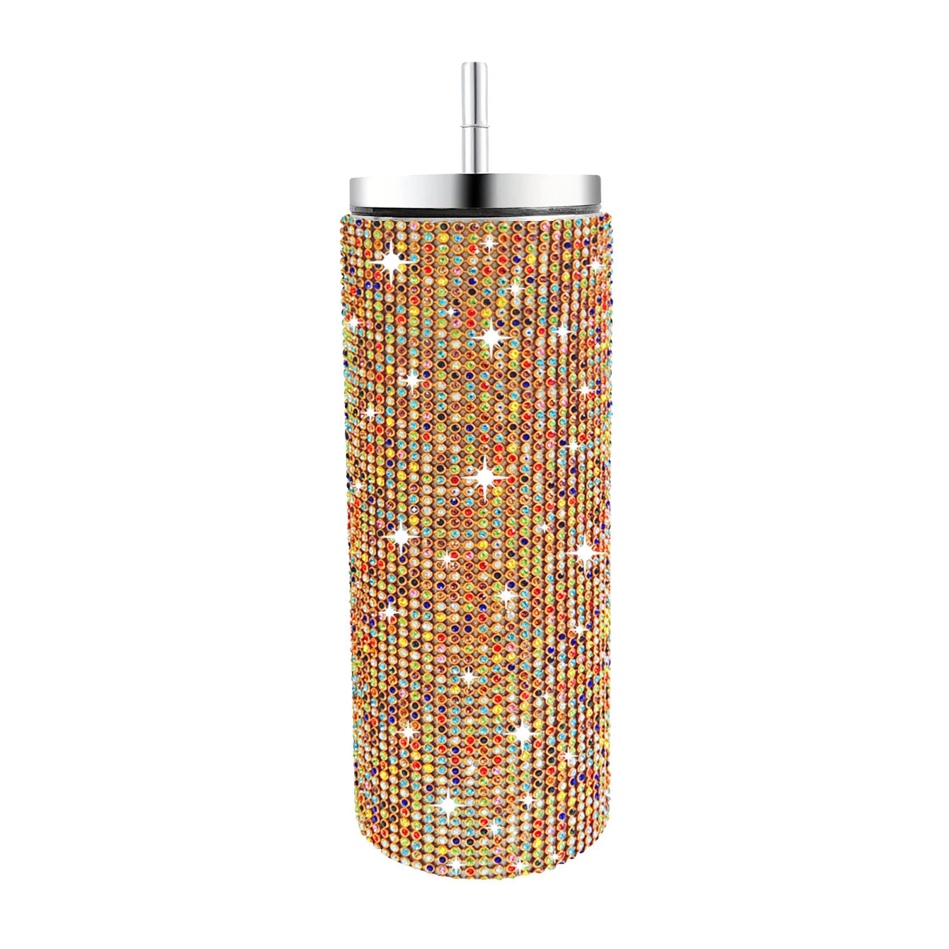 Diamond Stainless Steel Tumbler with Straw