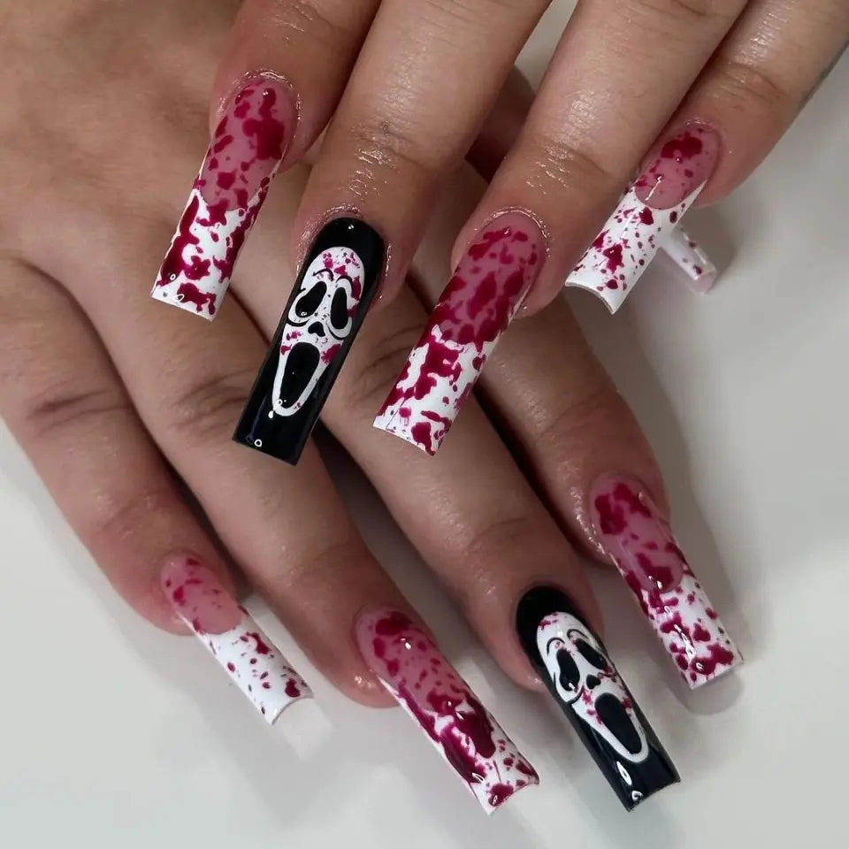 24pcs Glitter Pink Sequins Press on Nails