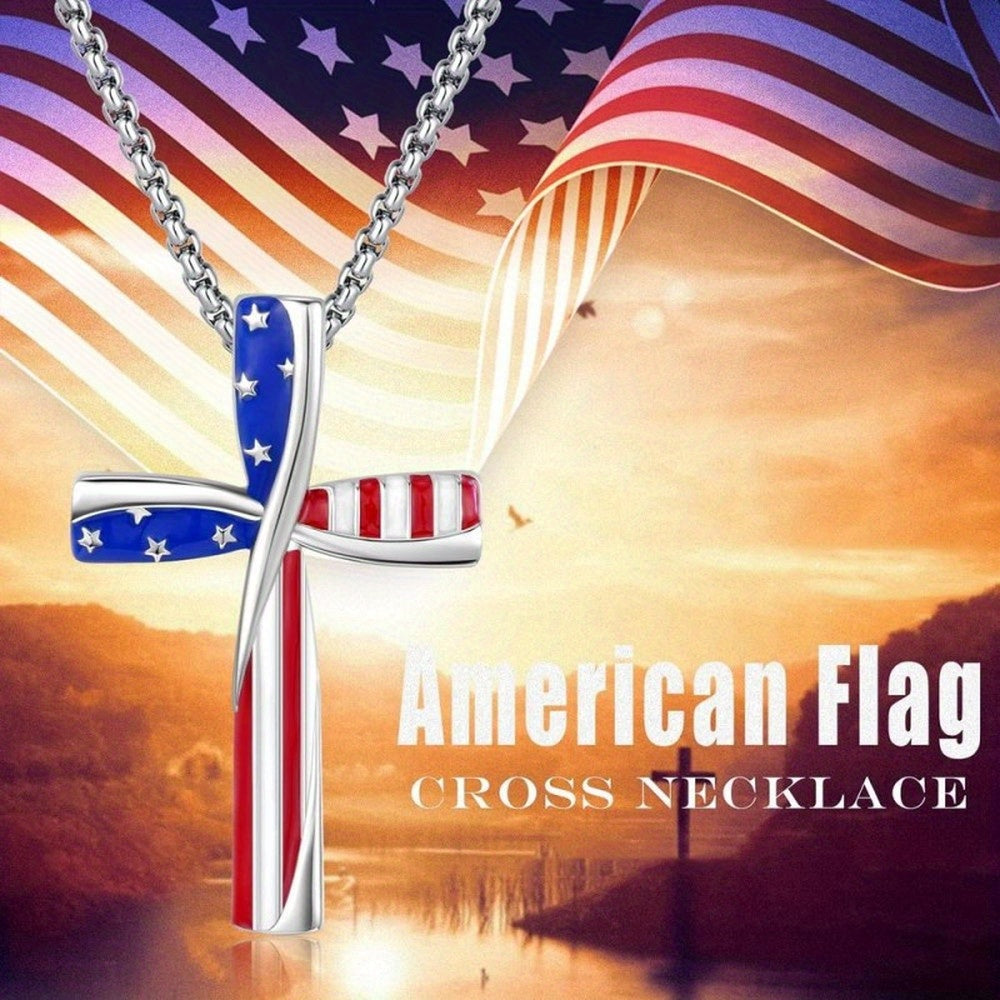 American Flag Cross Necklace