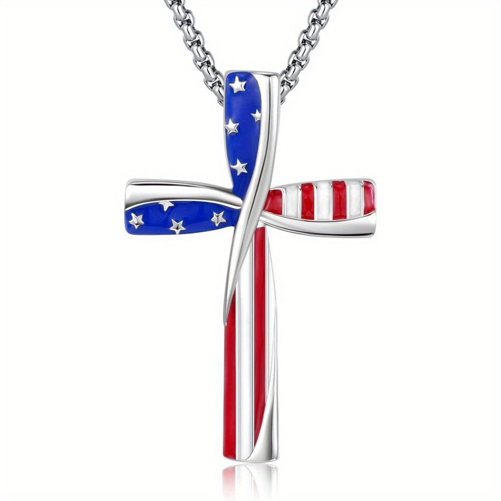 American Flag Cross Necklace