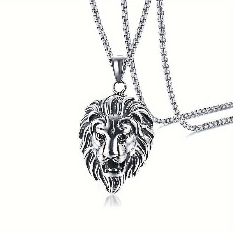 Stainless Steel Lion Head Pendant Necklace