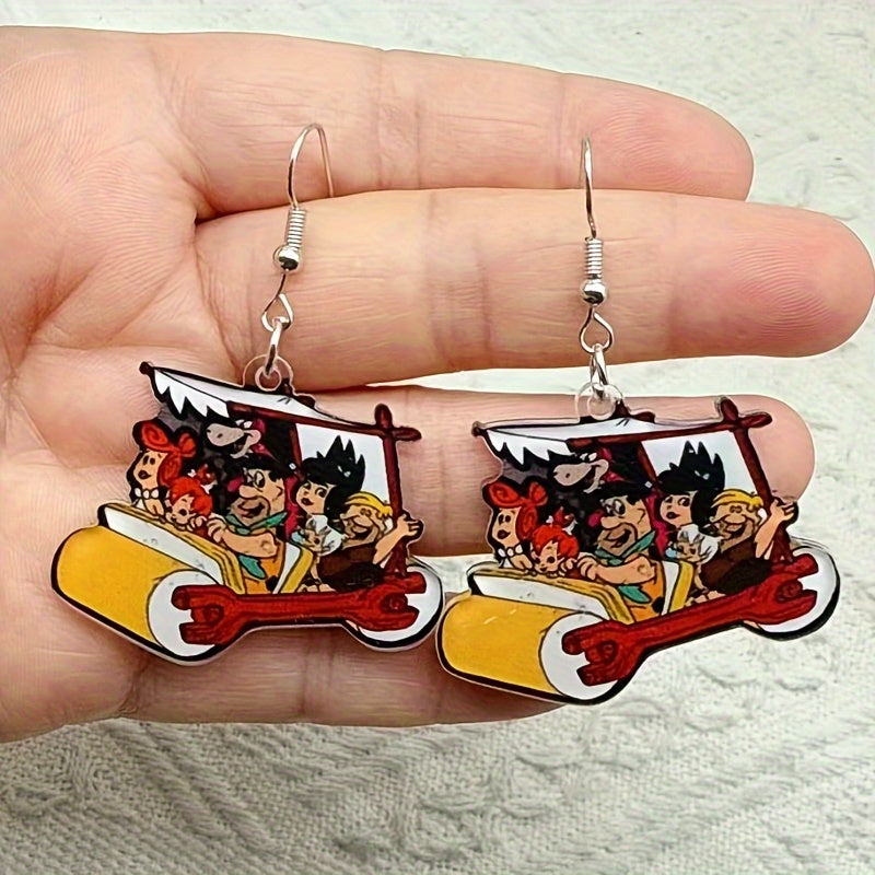Retro Bohemian Style Colorful Cartoon Acrylic Earrings