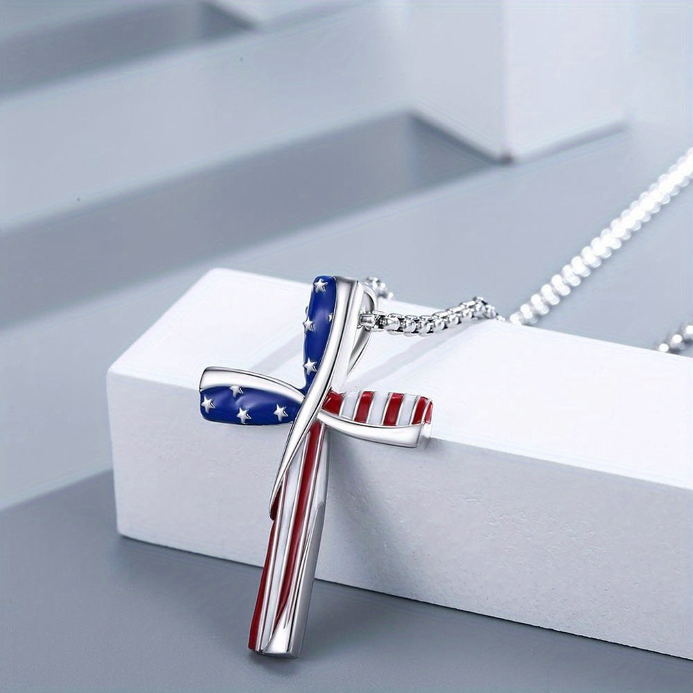 American Flag Cross Necklace