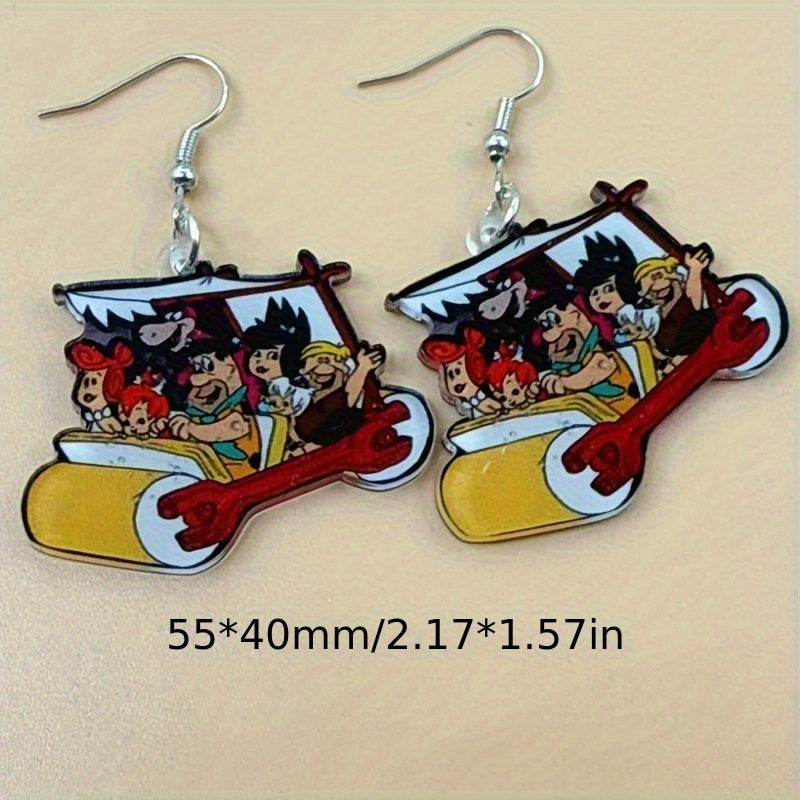 Retro Bohemian Style Colorful Cartoon Acrylic Earrings